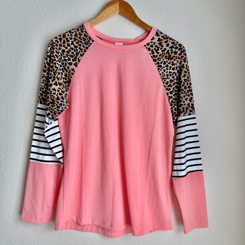 NWT Peach, Striped, Leopard Print Long Sleeve Top Sz S, 3XL